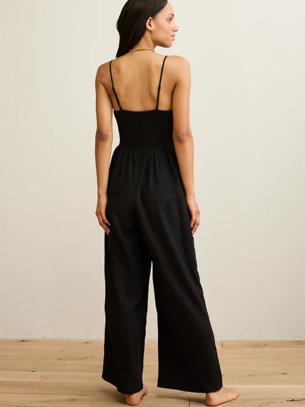 Hollister Black Wide-Leg Jumpsuit with Adjustable Spaghetti Straps Sz Medium